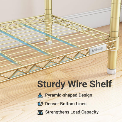 V50 Closet Organizer System, Extra Large Heavy Duty Clothes Rack with Adjustable Shelves, Freestanding Modern Wardrobe for Bedroom, Walk-In Closet, Dressing Room, 1300 Lbs Capacity, Gold