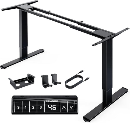 Electric Standing Desks Frame with 265 Lbs Dual Motor,Thick T-Shaped Desk Legs Made of Automotive Grade Steel,For Max 90″X31.5″ Desktop, Height Adjustable Desk Frame for Home Office, Frame Only