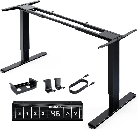 Electric Standing Desks Frame with 265 Lbs Dual Motor,Thick T-Shaped Desk Legs Made of Automotive Grade Steel,For Max 90″X31.5″ Desktop, Height Adjustable Desk Frame for Home Office, Frame Only