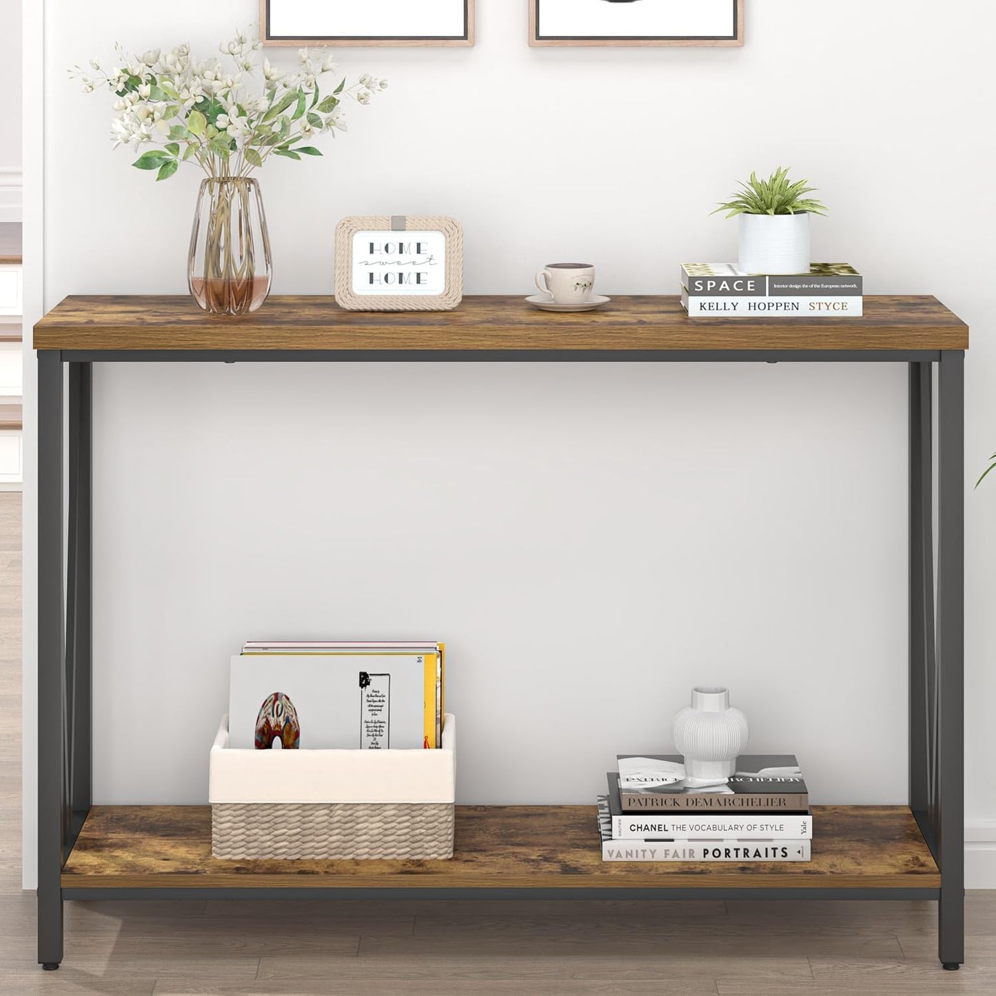 Entryway Table, Narrow Sofa Console Tables behind Couch, Modern Entry Table for Hallway Entrance Living Room, Rustic Brown