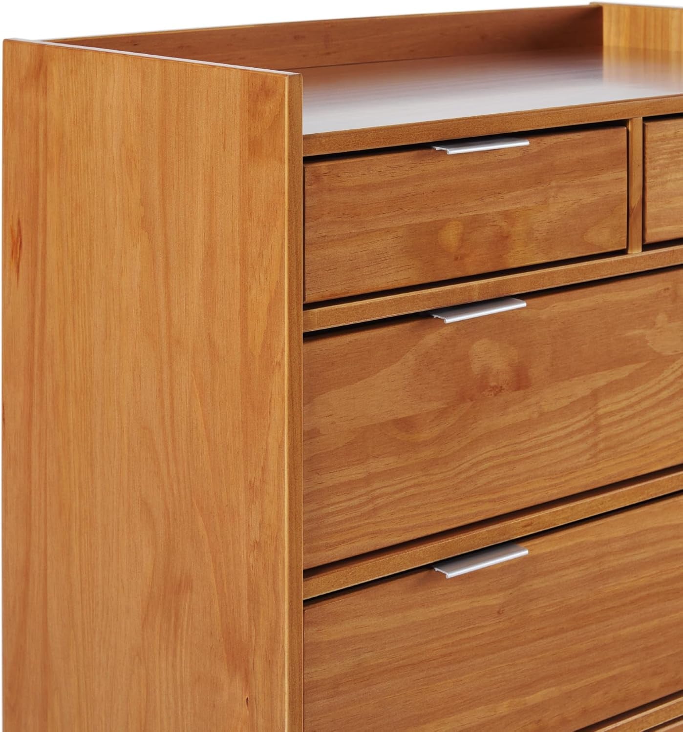Blythe Mid-Century Modern Tray-Top Solid Wood 6-Drawer Dresser, 30 Inch, Caramel