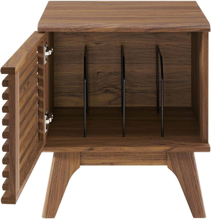 Render Mid-Century Modern 19" Vinyl Record Display Stand in Walnut, 19 Inch