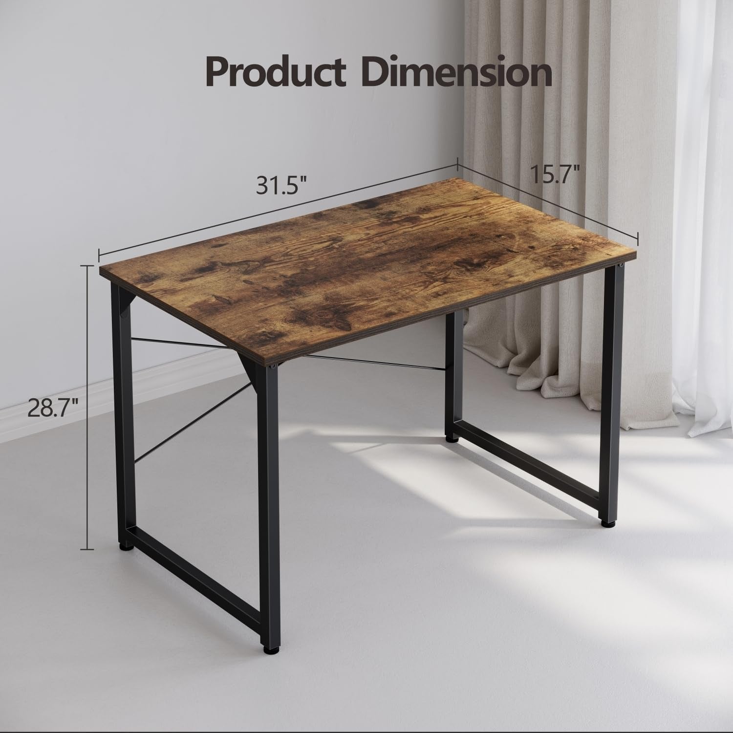 Computer Desk, 32 Inch Small Home Office Desk for Small Spaces, Modern Simple Style for Home, Office, Study, Writing, Rustic Brown