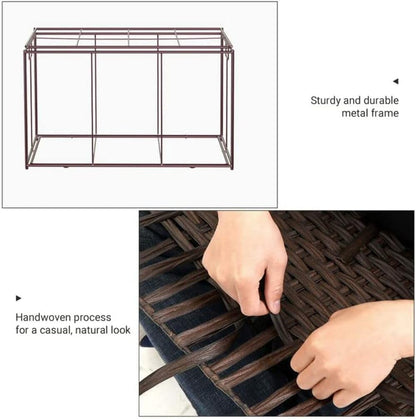 Storage Basket with Lid, Woven Blanket Storage Bin with Handles, Foldable, Removable Liner, Metal Frame, for Bedroom, Laundry Room, 42.3 Gallons (160 L), Brown URST76BR