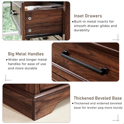 7 Drawer Dresser, Farmhouse Chest of Drawers for Bedroom, 52" Wide Dresser TV Stand with Large Metal Handles, Wood Drawer Organizer for Living Room, Hallway - Brown