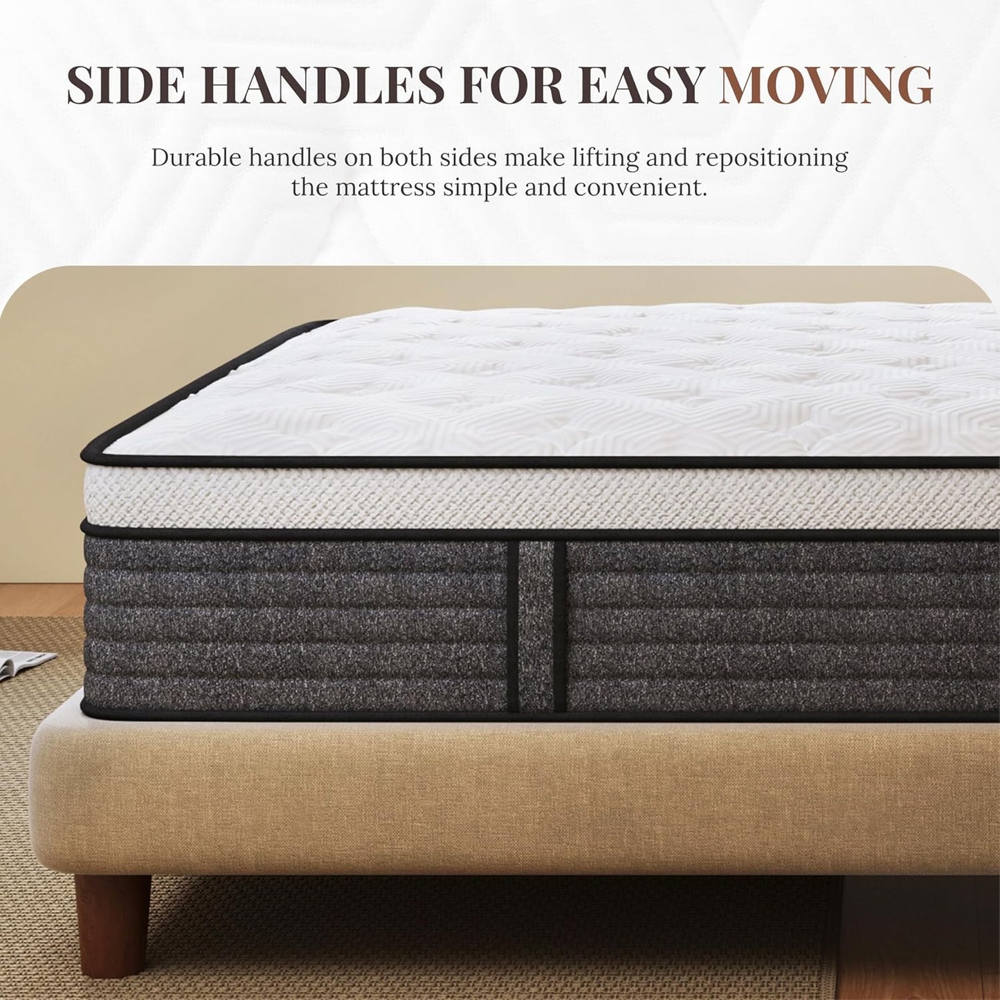 Queen Mattress, 14 Inch Hybrid Queen Size, Medium Feel Foam and Individual Pocket Springs, Fiberglass Free Bed Mattress, Extra Edge Support, Pressure Relief, Certipur-Us