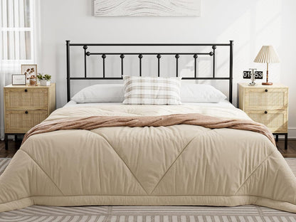 Metal Full Size Headboard, Adjustable Height, Full Headboard Only for Bedroom, Rustic Farmhouse Style, Attach Frame, Easy Assembly, Black