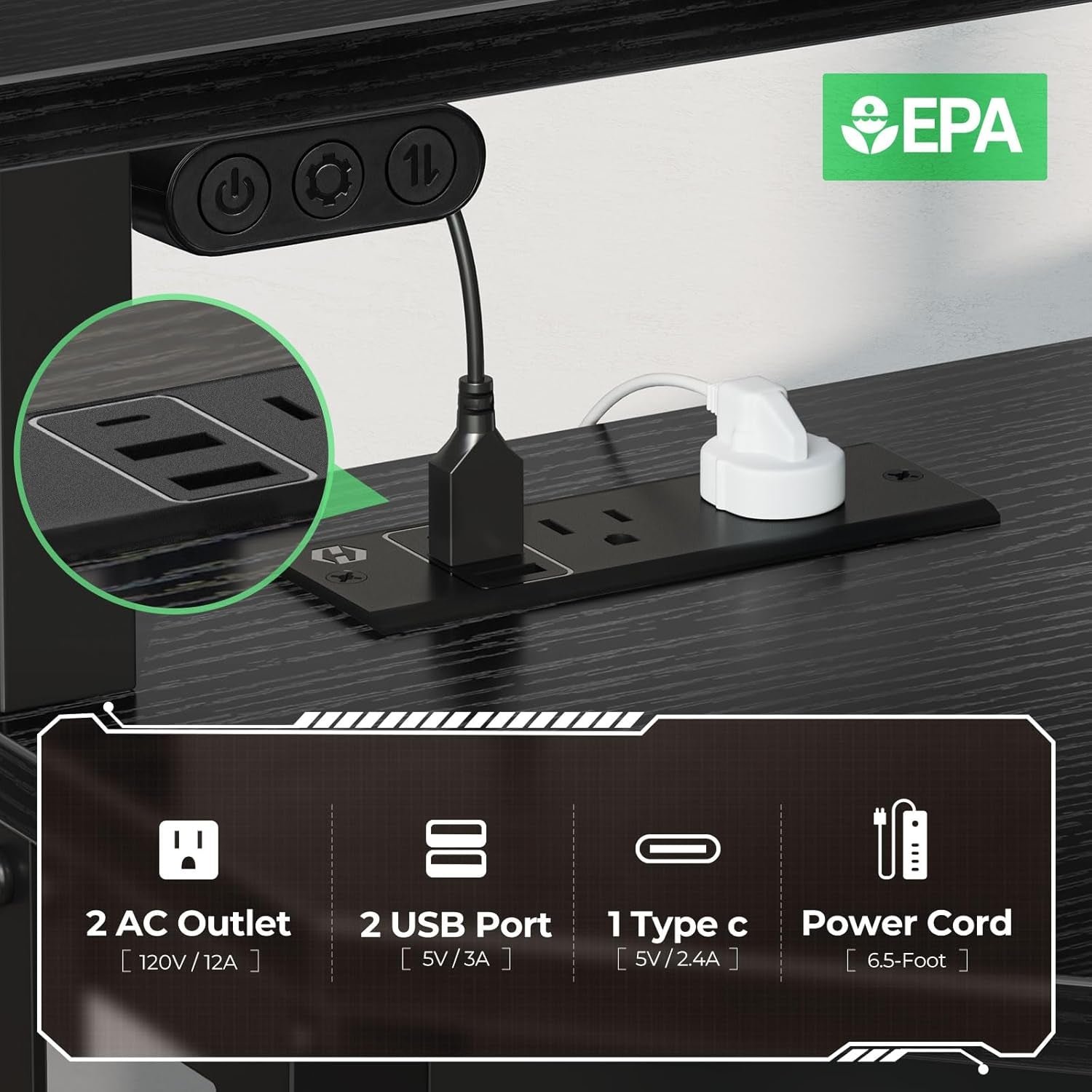 Corner Desk,44.5" W X 34.5" H Small Computer Desk with Power Outlets, Gaming Desk with LED Lights, Triangle Corner Table with Keyboard Tray & Monitor Stand for Small Space, Black