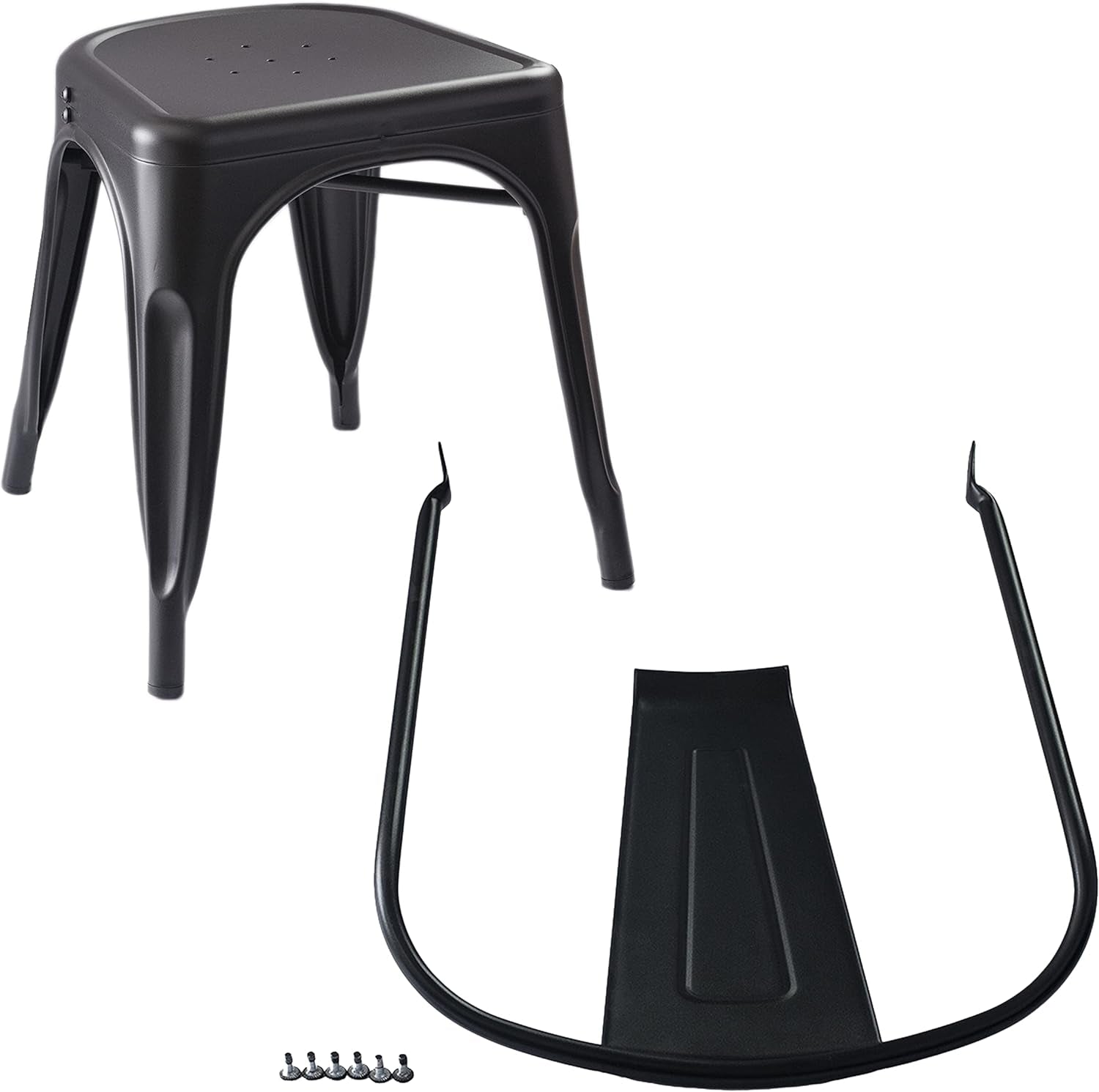 Metal Dining Chairs, Easy to Assemble, Indoor/Outdoor, Stackable, Matte Black, 4-Pack