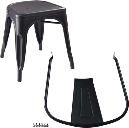 Metal Dining Chairs, Easy to Assemble, Indoor/Outdoor, Stackable, Matte Black, 4-Pack