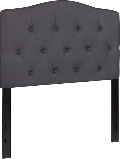Dark gray tufted upholstered twin headboard with adjustable rails, view 3