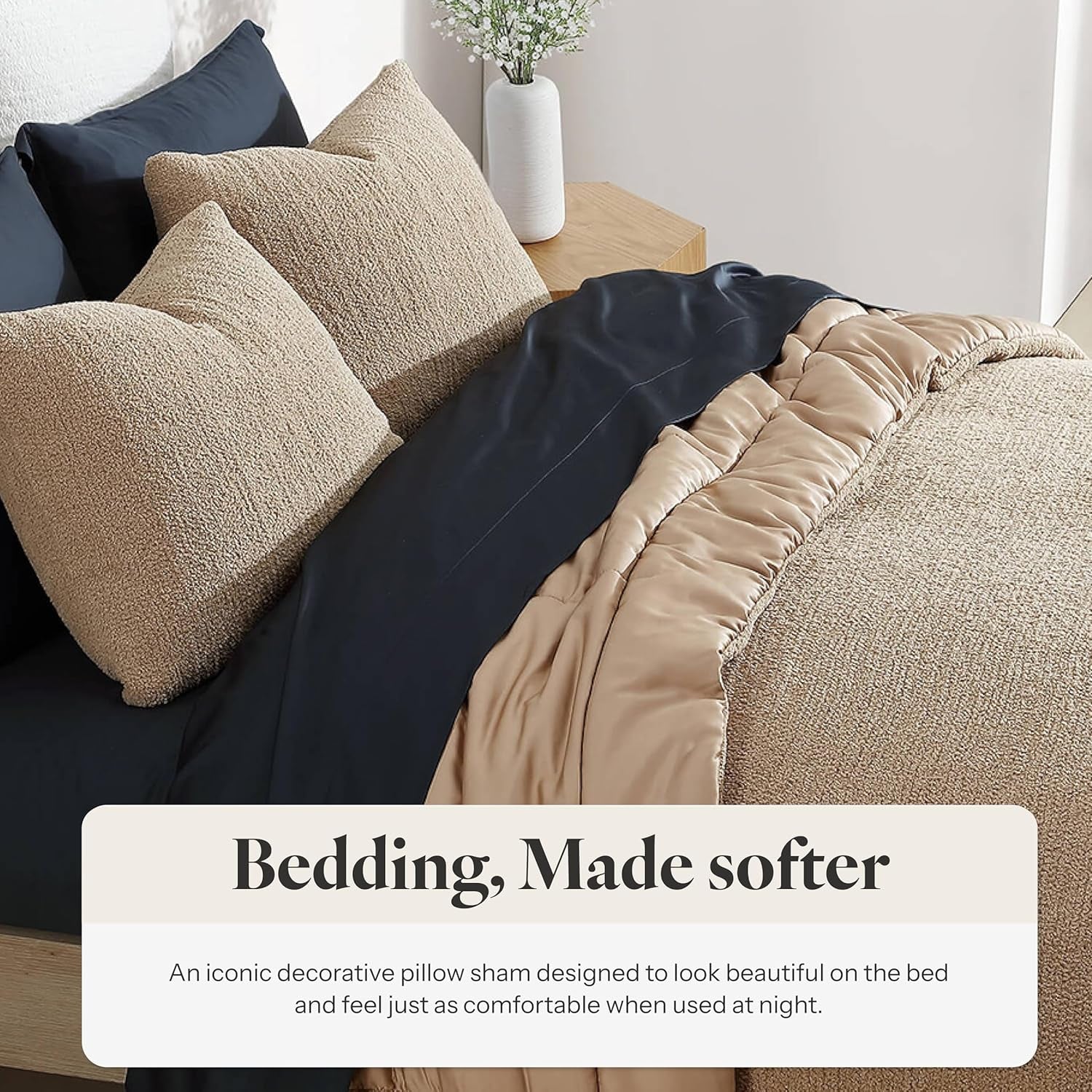 Snug Sham Set (Set of 2) – Ultra Soft Fluffy Pillow Shams, Decorative Bed Pillow Shams - Signature Snug Fabric, Hypoallergenic, Machine Washable - King Size (20.5" X 36.5") - Biscotti