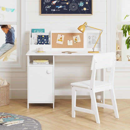 Kids Study Desk with Chair, Kids Desk and Chair Sets with Hutch for 3-8, Wooden Children Study Table, Student Writing Table Computer Workstation