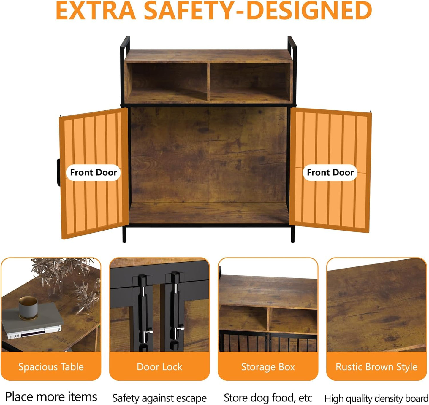 32/40 Inches Furniture Style Dog Crate for Medium Small Dog,Indoor Dog Kennels with Drawers Storage(Rustic Brown)