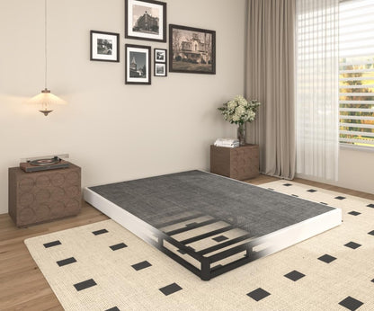 5 Inch Heavy Duty Metal Queen Box Spring Mattress Foundation, 3000Lbs High Capacity Bed Base with Non-Slip Support, No Noise Structure, Easy Assembly, Durable Fabric Cover, Black