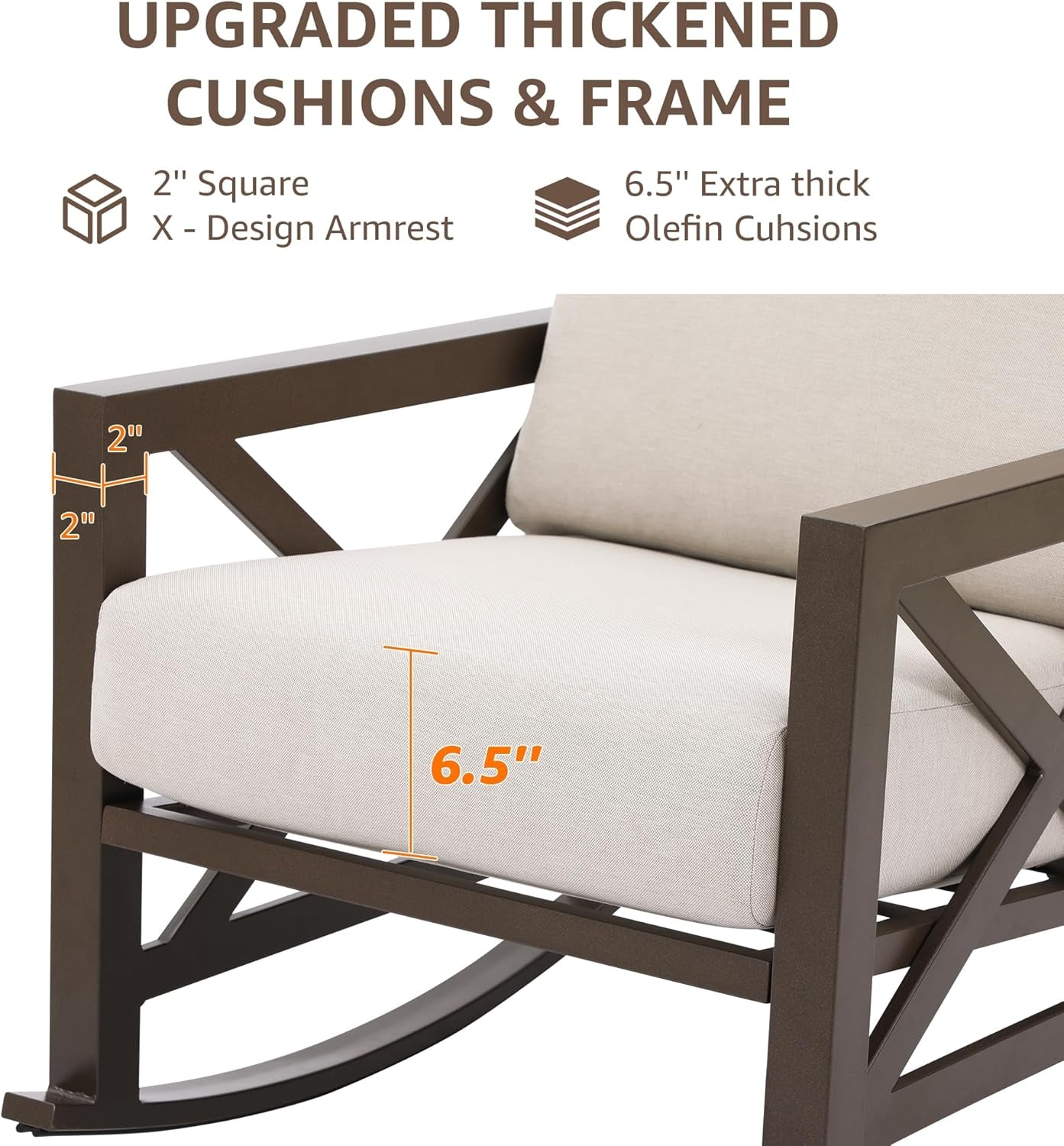 Rocking Bistro Set, 3 Piece Outdoor Patio Conversation Furniture Set with 2 Rockers and 1 Metal Coffee Table with Thick Cushions,2 Pack Patio Chair Covers Waterproof