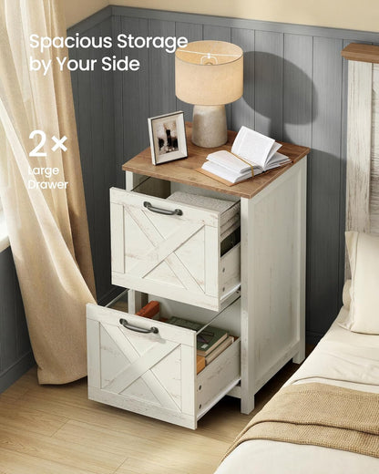 File Cabinet, 2-Drawer Filing Cabinet for Home Office, Modern Farmhouse, Adjustable Hanging Rail for A4 Letter Files, Printer Stand, Study Bedroom, Rustic White and Honey Brown UOFC086WJ02S