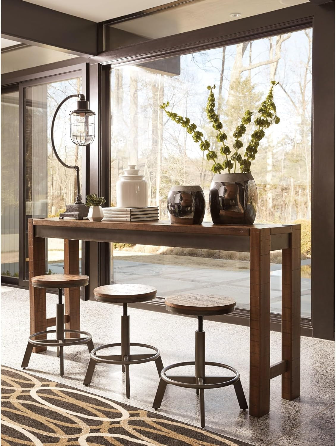 Furniture Torjin Urban Counter Height Dining Room Table, Two-Tone Brown