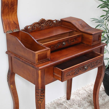 Carved Wood Telephone Table - 2 Drawer Accent Table - Elegant Design - Entryway Side Table - Living Room Decor