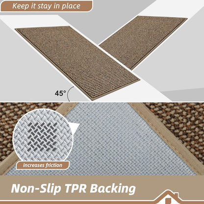 Dirt Trapper Door Mat 20" X 32", Non-Slip Washable Doormats Entrance Mat, Dirt Resistant and Absorbent Welcome Mat, Low Profile Floor Mats for Front Back Door and Entryway, Beige
