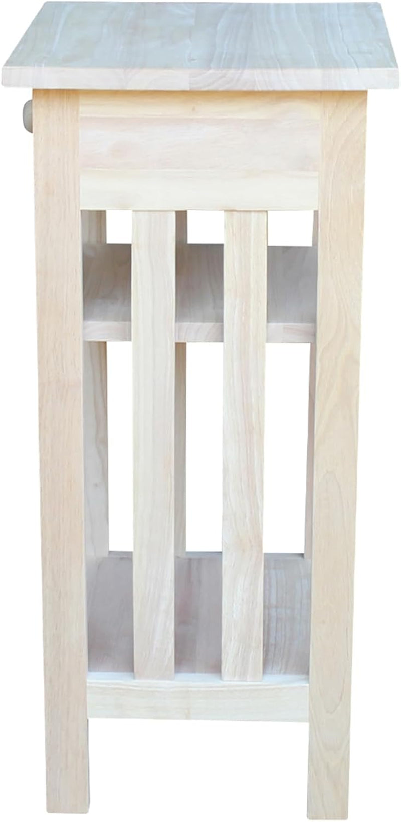 , Mission Telephone Stand , Solid Wood, Real Parawood, 15.6" W X 14.2" D X 30.3" H, Easy Assembly, DIY, Paint or Stain Your Way, Unfinished