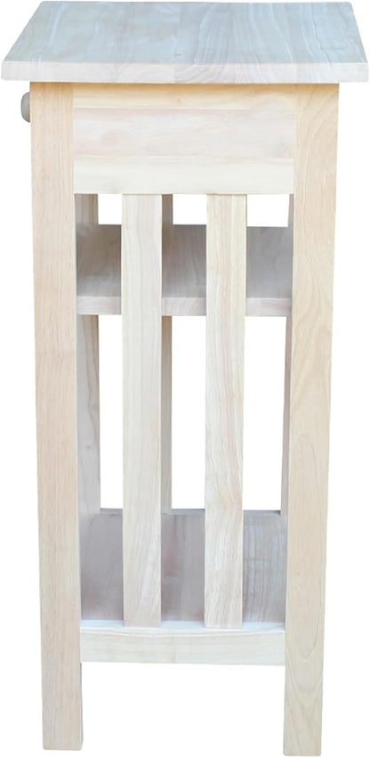 , Mission Telephone Stand , Solid Wood, Real Parawood, 15.6" W X 14.2" D X 30.3" H, Easy Assembly, DIY, Paint or Stain Your Way, Unfinished