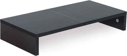 20 Inch Monitor Stand Riser, Black Desktop Stand for Pc/Tv/Laptop/Printer, Wood Monitor Riser with Storage, Computer Stand Keyboard Organizer