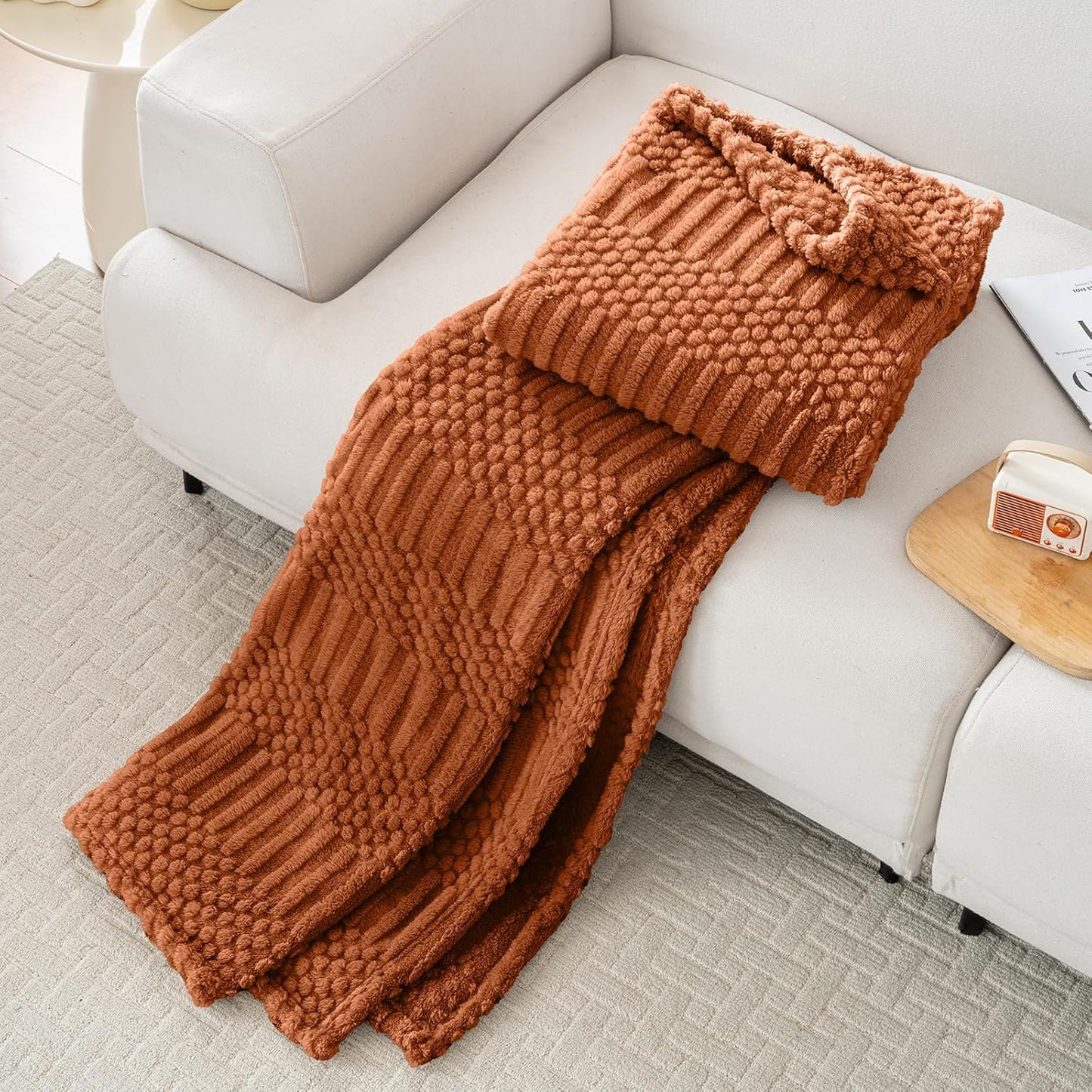 50X70 Inch Rust Throw Blanket - Soft & Fluffy Fleece, Cute & Aesthetic, Perfect for Sofa, Couch, Chair, Bed, Living Room & Bedroom, All-Season Use, Plush & Cozy Decorative Blanket