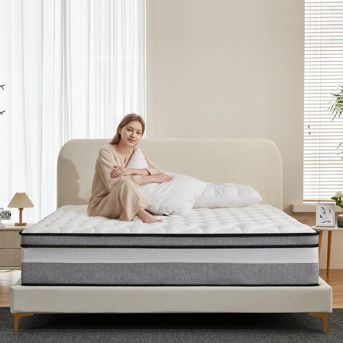Queen Mattress, 12 Inch Cooling Hybrid Queen Size Mattress in a Box, Medium Firm with Gel Memory Foam & Pocket Coils, Motion Isolation, Pressure Relief, Certipur-Us