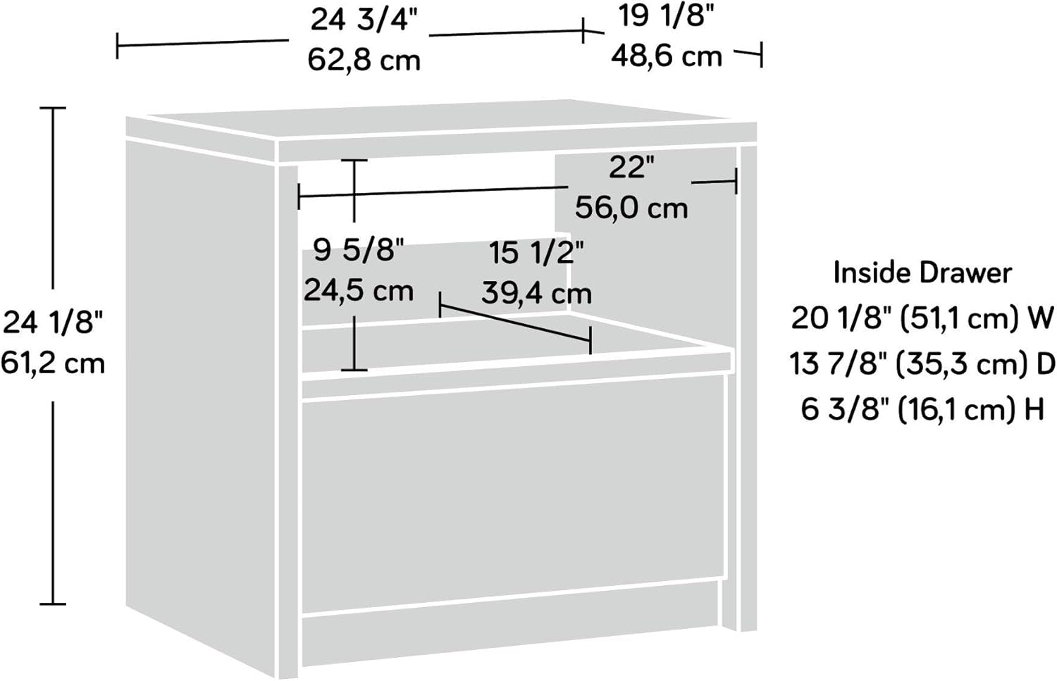 Harvey Park Night Stand with Easy Gliding Drawer, Walnut Bedside Table - Grand Walnut Finish