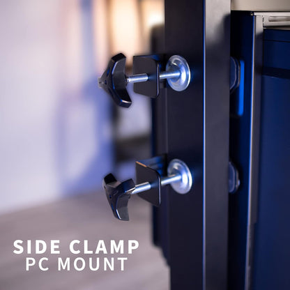 Adjustable Clamp-On Desk Leg PC Mount, under Desk PC Mount, Computer Case CPU Holder with Tool-Free Installation, Black, MOUNT-PC01C