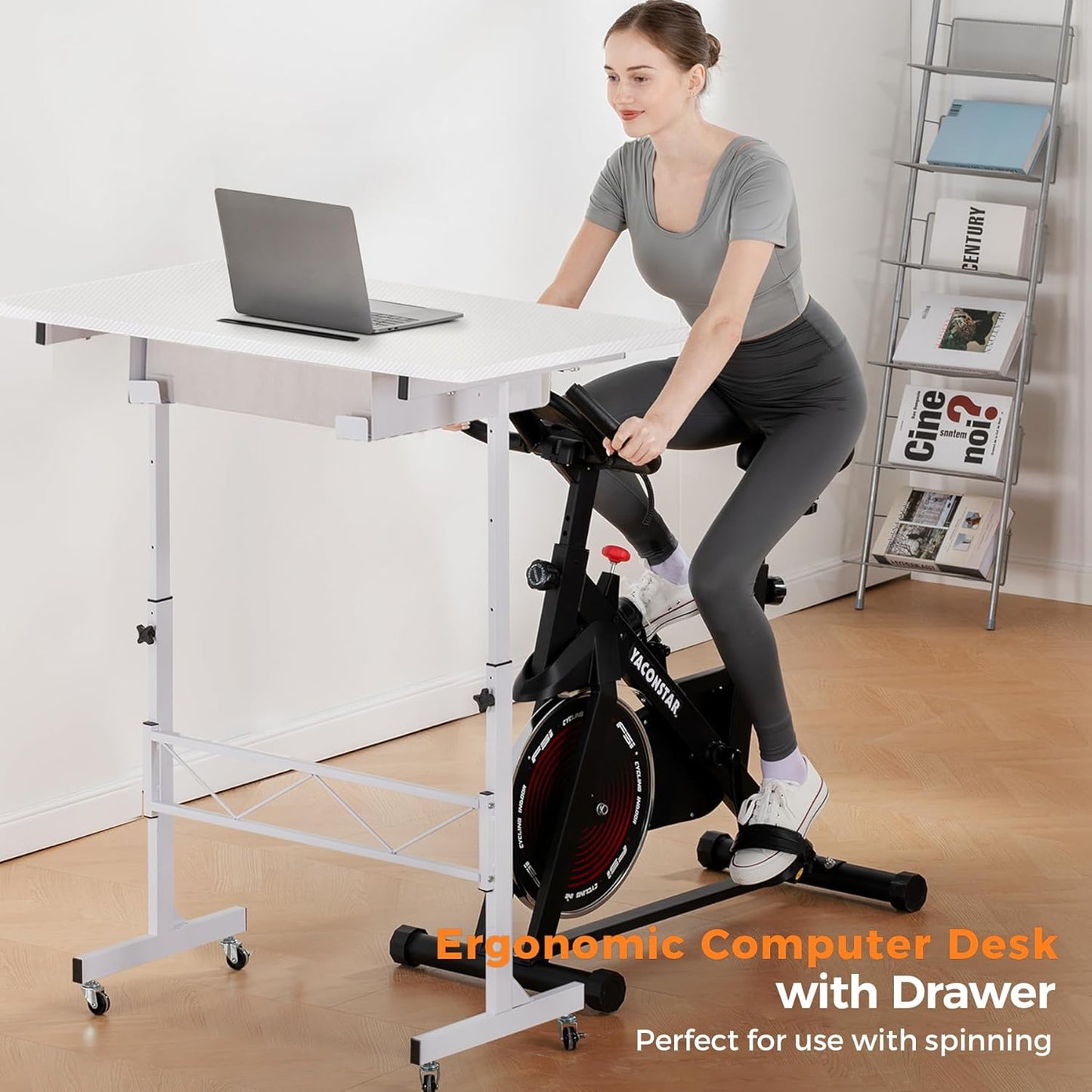 Small Standing Desk Adjustable Height Small Computer Desk Mobile Portable Rolling Laptop Table with Wheels 32" Computer Workstation Sit Stand Desks Portable Standing Table Treadmill Desks