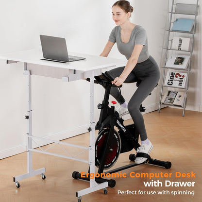 Small Standing Desk Adjustable Height Small Computer Desk Mobile Portable Rolling Laptop Table with Wheels 32" Computer Workstation Sit Stand Desks Portable Standing Table Treadmill Desks