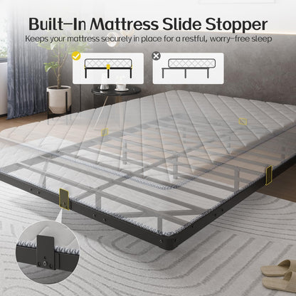 Full Size Modern Floating Bed Frame with Smart LED Lights, USB Charging Station, Sturdy Metal Platform, No Box Spring Needed, and Easy Assembly