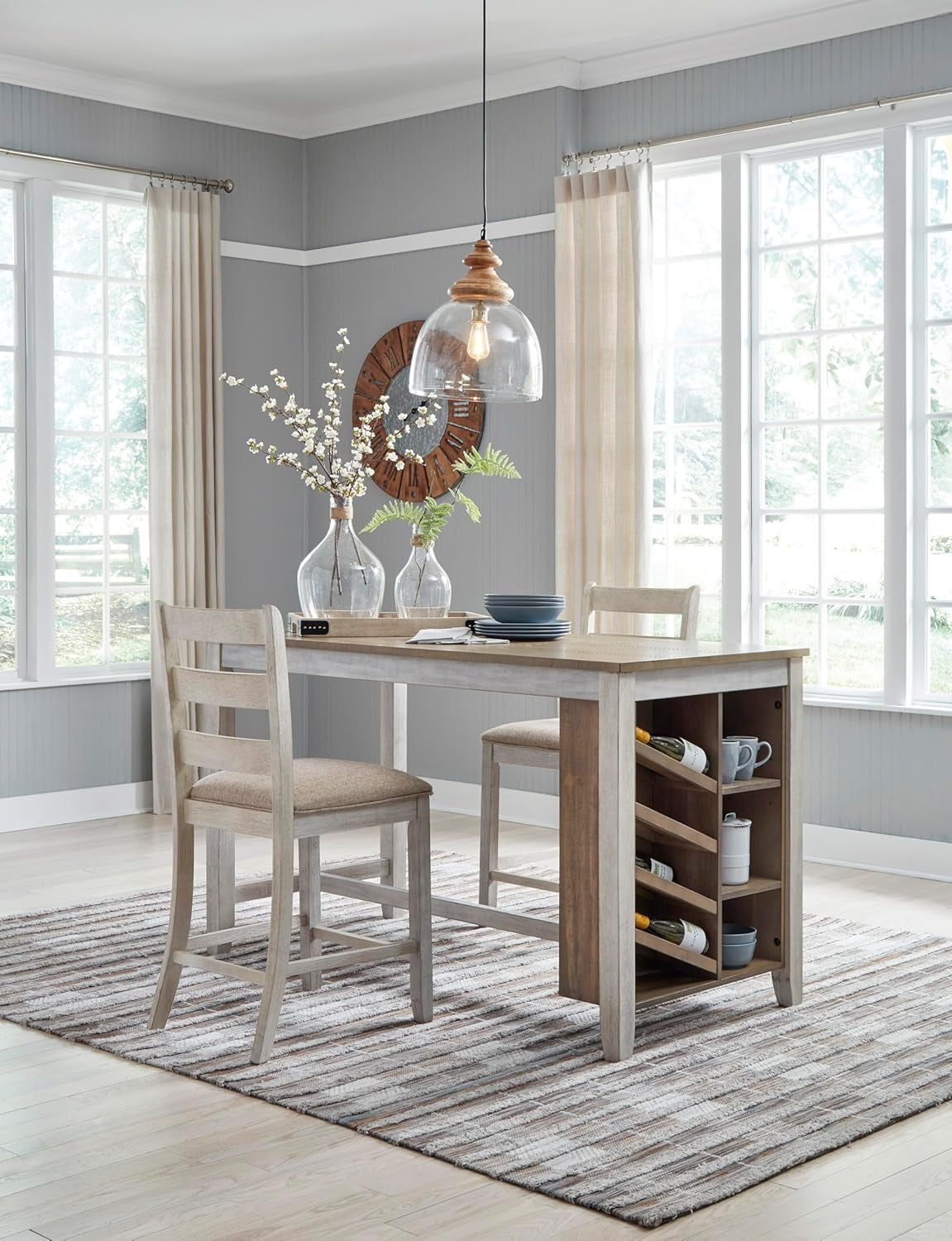 Skempton 24" Counter Height Upholstered Barstool, Set of 2, Antique White
