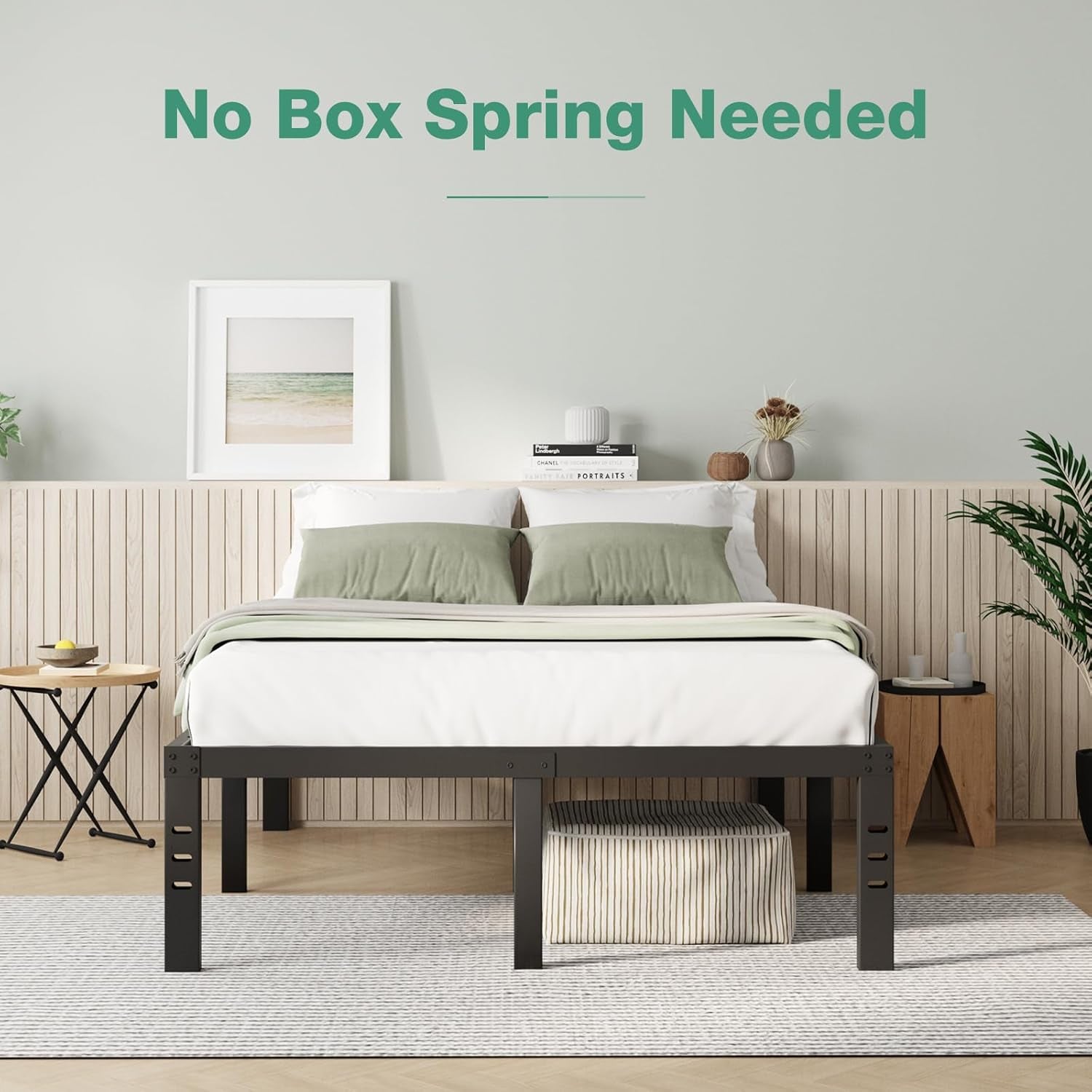 Queen Bed Frame, 14 Inch Metal Platform Bed Frame Queen Size with Storage Space under Bed, Heavy Duty Steel Slat Support, Easy Assembly, No Box Spring Needed