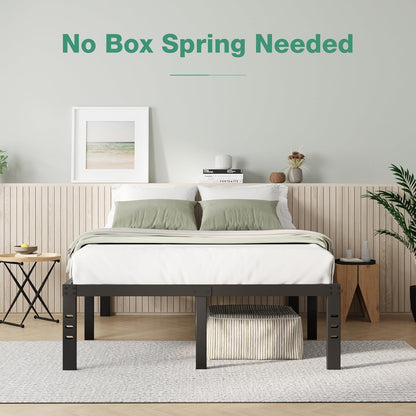 Queen Bed Frame, 14 Inch Metal Platform Bed Frame Queen Size with Storage Space under Bed, Heavy Duty Steel Slat Support, Easy Assembly, No Box Spring Needed