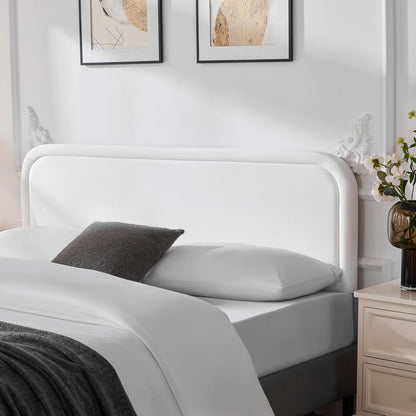 Velvet Fabric Headboard for King Size Bed, Upholstered King Headboard Only, Dorm Headboards from 41” to 49” Height, Sturdy and Durable Solid Wood Bed Head Board, White