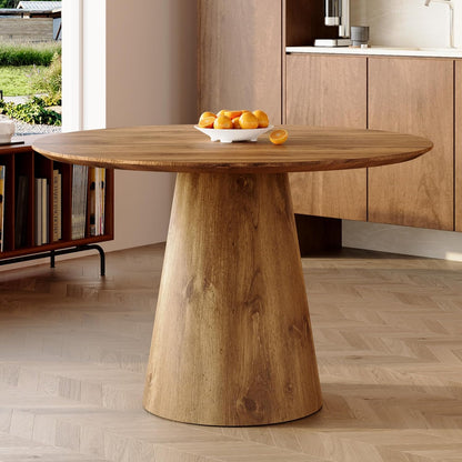 Round Dining Table,45''Round Wood Dining Table for 4-6,Modern Kitchen Table with Stable Base,Space Saving Walnut Dining Room Table for Kitchen,Apartment,Study.
