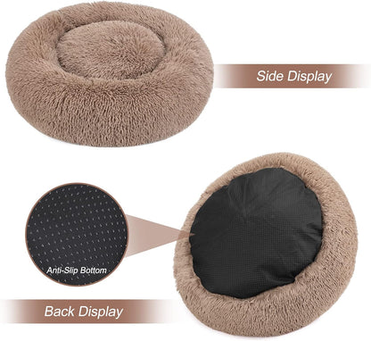 Orthopedic Dog Bed Comfortable Donut Cuddler round Pet Beds Ultra Soft Washable Dog and Cat Cushion (20''/23''/30'') (23'', Brown)