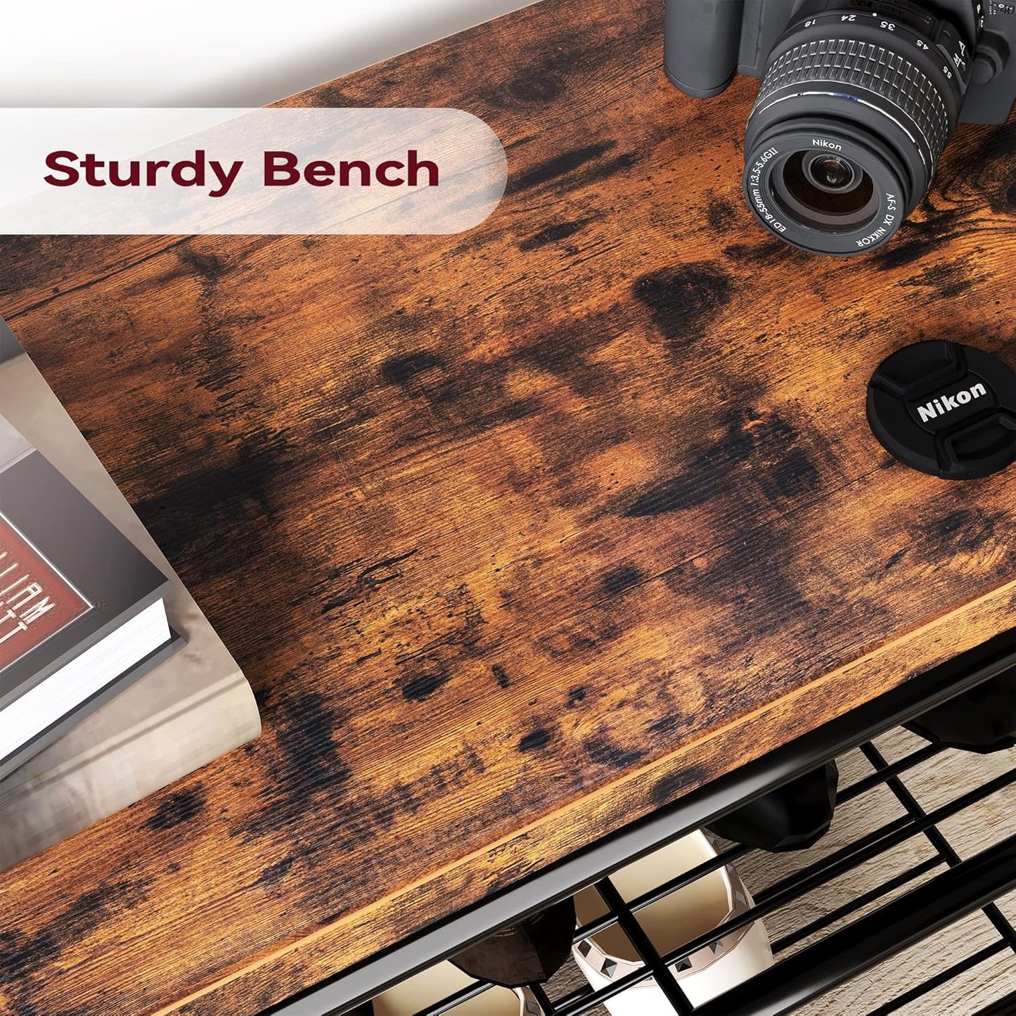 Hall Tree Shoe Bench for Entryway, Coat Rack Storage Bench, 4-In-1 Coat Tree with Storage Shelf and 8 Hooks for Small Spaces, Entryway, Bedroom, Rustic Brown