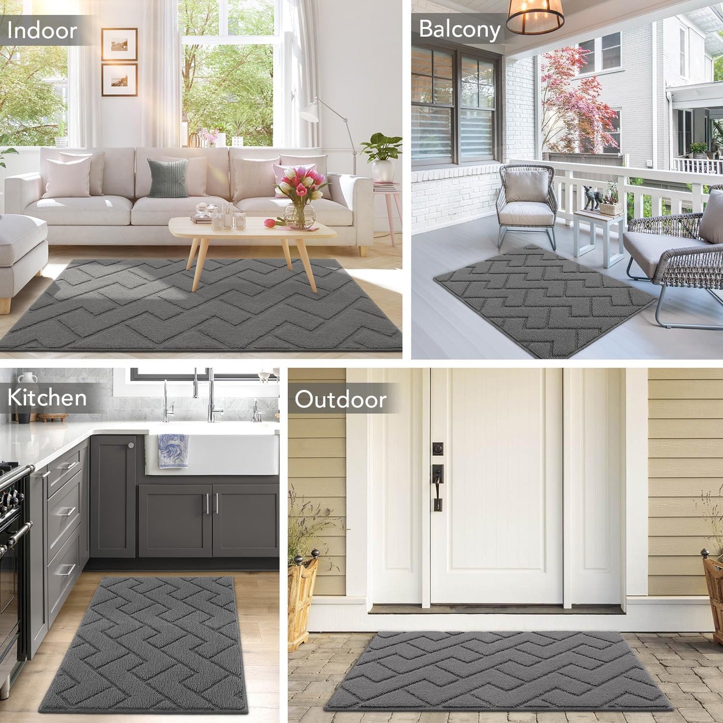 Dirt Trapper Indoor Doormat,20"X31.5" Welcome Door Mat,Non Slip Backing Washable Door Mats,Absorbent and Resistant Low-Profile Entrance inside Floor Mat for Front Back Door and Entryway (Grey)