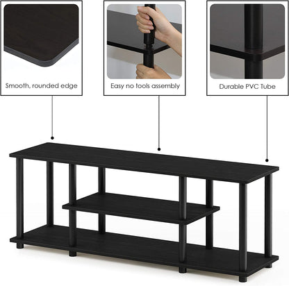 Turn-N-Tube No Tools 3D 3-Tier Entertainment TV Stand up to 50 Inch TV, round Tubes, Walnut