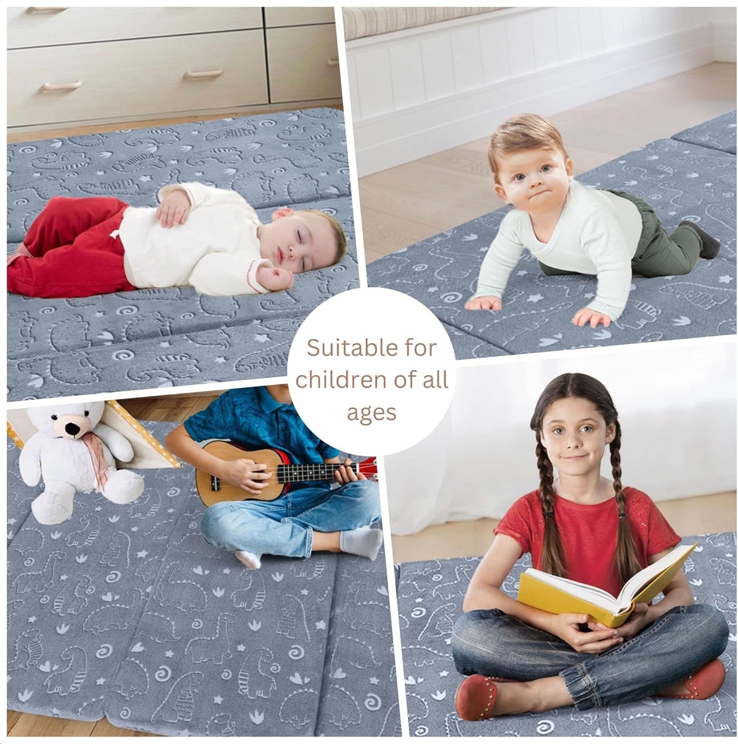 Kids Floor Futon Mattress, Play Mat Muscle Mat Large 6X4 FT, Thicken Foam Tatami Sleeping Pad for Playroom, Foldable Sleeping Crawling Pad for Children’S Play Area