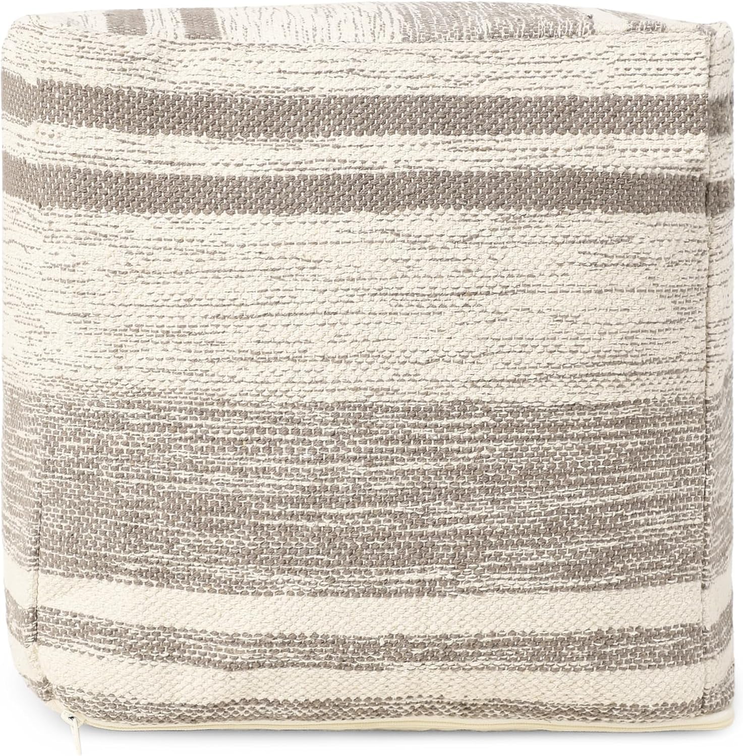 REDEARTH · Tufted Pouf Ottoman with Filler Textured Storage Cube Bean Bag Pouffe Footrest for Living Room, Bedroom, Nursery, Kidsroom; 100% Cotton (17.5"X17.5"X17.5", Melange Delight Taupe)