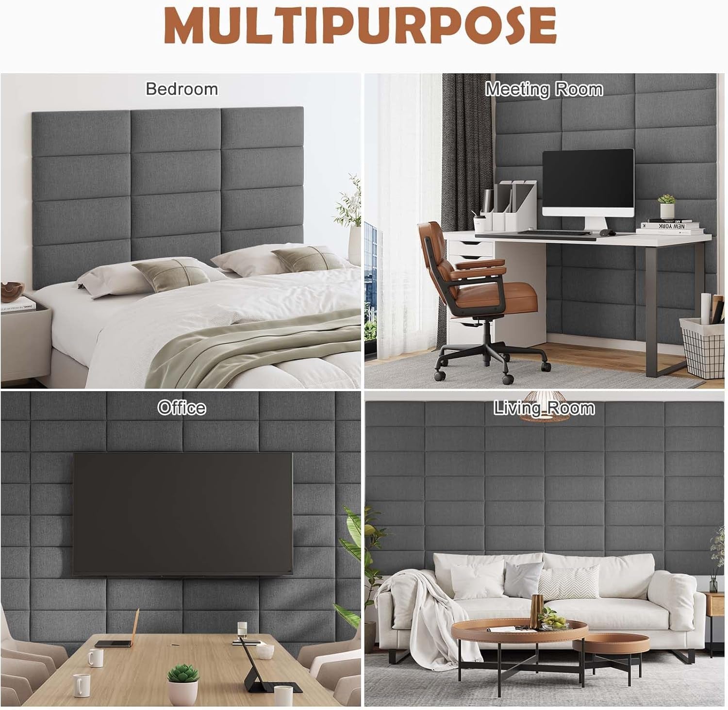 Upholstered Wall Mounted Headboard, 3D Soundproof Wall Panels Peel and Stick Headboard for Queen Size, Reusable and Removable Tufted Bed Headboards in Dark Grey(9 Panels, 10" X 24")