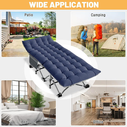 Folding Camping Cot with Mattress, 2 Pack Heavy Duty Folding Cot for Adults, Portable Sleeping Cot Bed Adults Outdoor Bed with Carry Bag, Travel Camp Cots