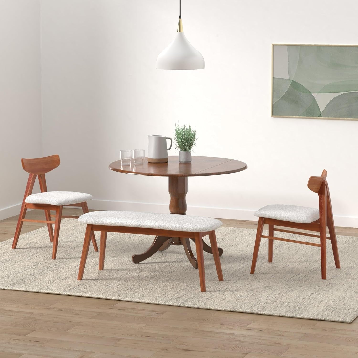 , 42" round Dual Drop Leaf Pedestal Dining Table, Solid Wood, Real Parawood, 42" W X 42" D X 29.5" H, Easy Assembly, Espresso