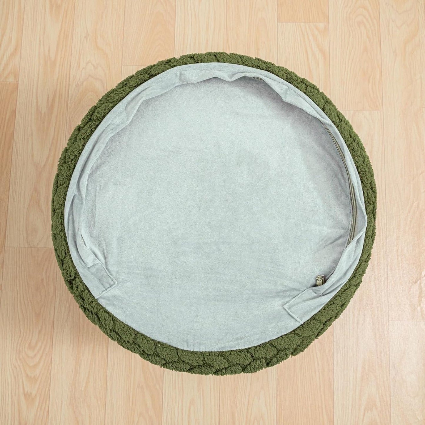 Round Pouf Ottoman 20 X 20 X 14 Inches Boho Poof Home Decor Floor Pouffe Ottoman Foot Rest for Couch Sofa Bean Bag Chairs Living Room Bedroom (Green)