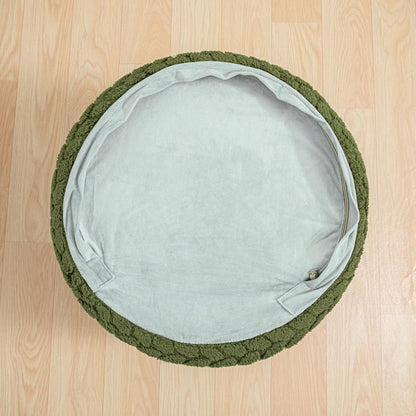 Round Pouf Ottoman 20 X 20 X 14 Inches Boho Poof Home Decor Floor Pouffe Ottoman Foot Rest for Couch Sofa Bean Bag Chairs Living Room Bedroom (Green)